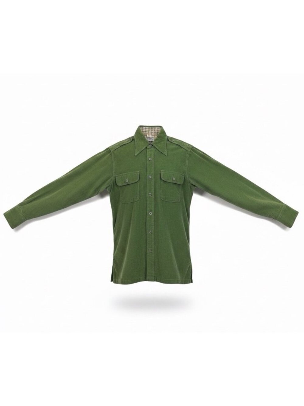 Vintage Christian D Mens Green Corduroy Shirt Button-Up Size M